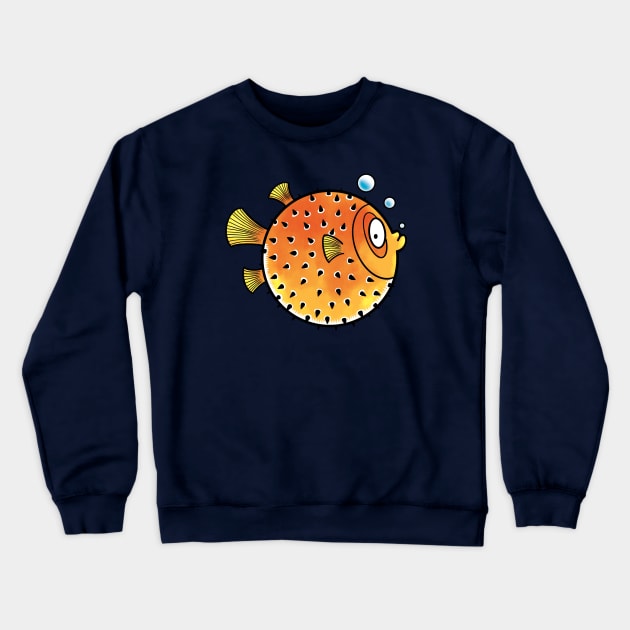 Puffed Up Pufferfish Crewneck Sweatshirt by Wozzozz